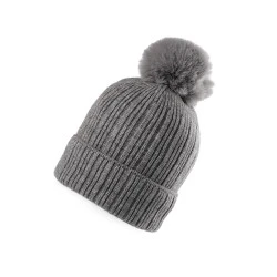 Căciulă de iarnă cu pompon pentru femei/fete emi ross - Gri neutral (1 Bucată)