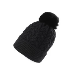 Căciulă de iarnă cu pompon pentru femei/fete emi ross - Negru (1 Bucată)