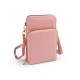 Portofel crossbody cu buzunar pentru telefon mobil 11,5x18cm - Roz pudrat (1 Bucată)