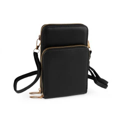 Portofel crossbody cu buzunar pentru telefon mobil 11,5x18cm - Negru (1 Bucată)