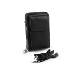Portofel crossbody cu buzunar pentru telefon mobil 11x18cm - Negru (1 Bucată)