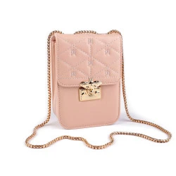 Geantă de damă matlasată crossbody 13x18,5 cm - Roz pudrat (1 Bucată)