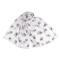 Eșarfă de vară / eșarfă teckel, buldog 75x180 cm - Alb (1 Bucată)