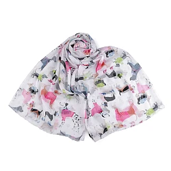 Eșarfă de vară / eșarfă teckel, buldog 75x180 cm - Alb (1 Bucată)