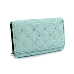 Portofel de dama textil cu paiete 10x15 cm - Verde salvie deschis (1 Bucată)