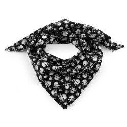 Eșarfă din bumbac cu cranii 65x65 cm - Negru (1 Bucată)
