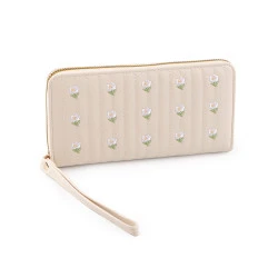 Portofel de dama brodat 10x19 cm - Bej deschis (1 Bucată)