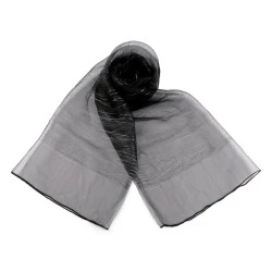 Eșarfă de ocazie / șal cu conținut de mătase și lurex, în două straturi, 70x190 cm - Negru (1 Bucată)