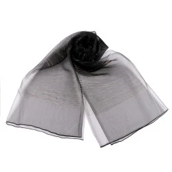 Eșarfă de ocazie / șal cu conținut de mătase și lurex, în două straturi, 70x190 cm - Negru (1 Bucată)