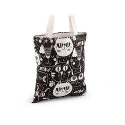 Geanta textila bumbac caine, pisica 34x39 cm - Negru (1 Bucată)