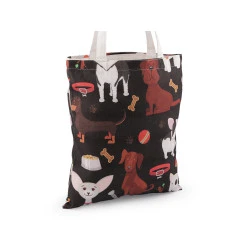 Geanta textila bumbac caine, pisica 34x39 cm - Blackbrown (1 Bucată)