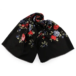 Eșarfă / șal trandafir 80x175 cm - Negru (1 Bucată)