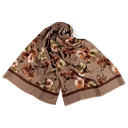Eșarfă / șal flori 90x180 cm - Maro bronz (1 Bucată)