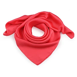 Eșarfă din satin, culoare uni, 70x70 cm - Roz coral (1 Bucată)