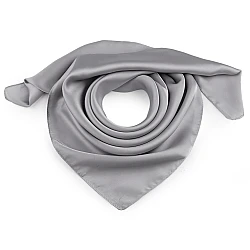 Eșarfă din satin, culoare uni, 70x70 cm - Gri neutral (1 Bucată)