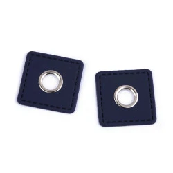 Ocheți cu patrat din piele sintetica pentru cusut, de 10 mm - Albastru închis (20 Bucăți)