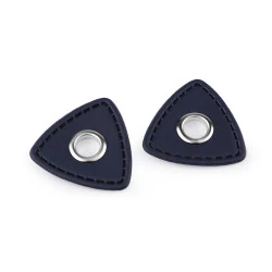 Ocheți cu triunghi din piele sintetica pentru cusut, 8 mm - Albastru închis (20 Bucăți)