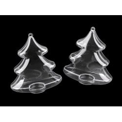 Cutie din plastic din două piese - clopot, copac, picătură, stea - Transparent (12 Bucăți)