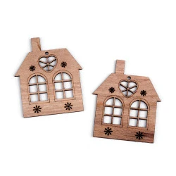 Casă din lemn - decoratiune - Maro natural (2 Bucăți)