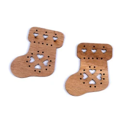 Decoratiuni din lemn pentru craciun - Maro natural (2 Bucăți)