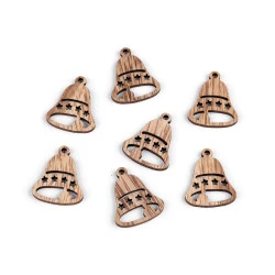 Decoratiuni din lemn , stea, clopot - Maro natural (10 Bucăți)