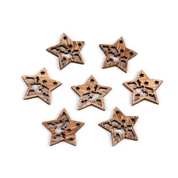 Decoratiuni din lemn , stea, clopot - Maro natural (10 Bucăți)