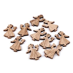Decorațiune înger de lemn - Maro natural (10 Bucăți)