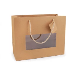 Pungă de hârtie natural cu fereastră - Maro natural (1 Bucată)