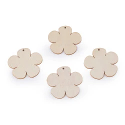 Decoratiuni din lemn, floare,  inima - Natural deschis (10 Bucăți)