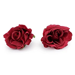 Floare de trandafir artificiala ø5 cm - Roșu închis (10 Bucăți)