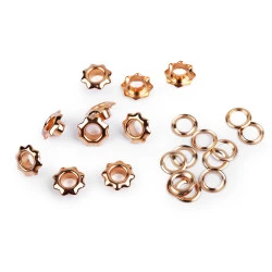 Ocheti floare  interior ø5 mm / exterior ø11 mm - Auriu rose (50 Perechi)