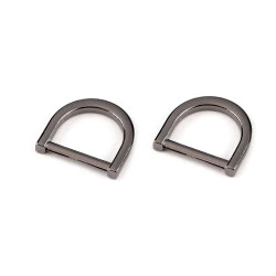 Inel tip d pentru textile si accesorii, latime 20 mm - Nichel negru (10 Bucăți)