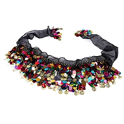 Eșarfă shakira cu paiete  23x150 cm - Negru (1 Bucată)