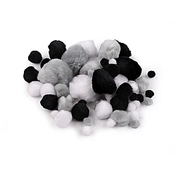 Pompoane mix de dimensiuni - Negru/alb/gri (1 Sac)
