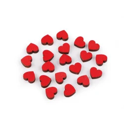 Decoratiune inimă din lemn pentru lipit ø10 mm - Roșu (20 Bucăți)