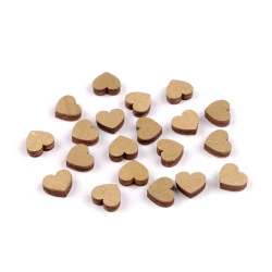 Decoratiune inimă din lemn pentru lipit ø10 mm - Auriu (20 Bucăți)