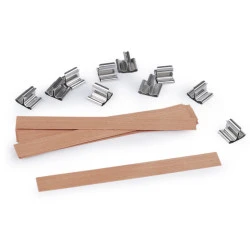 Fitil de lumanare din lemn cu suport 1,3x13 cm - Maro natural (10 Bucăți)