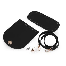 Kit pentru realizarea unei poșete din piele ecologică - Negru (1 Set)