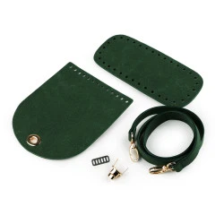 Kit pentru realizarea unei poșete din piele ecologică - Verde închis (1 Set)