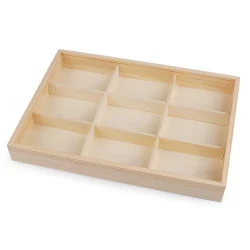 Cutie / organizator din lemn cu capac glisant - Natural deschis (1 Bucată)