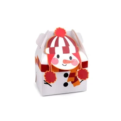 Cutie cadou de craciun ren, mos craciun, om de zapada - Alb (1 Bucată)