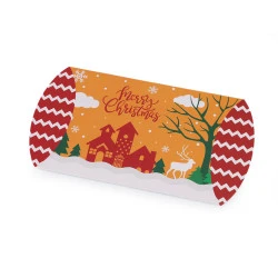 Cutie cadou de craciun ren, mos craciun, om de zapada, turta dulce, biserica - Portocaliu (12 Bucăți)