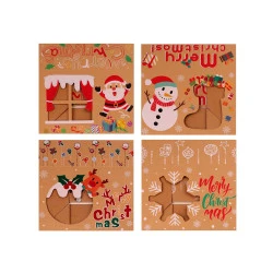 Cutie cadou de craciun cu fereastra transparenta si eticheta - Mix variante (12 Bucăți)