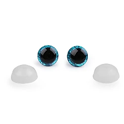Ochi cu sclipici ø12 mm - Bleu turcoaz (10 Seturi)