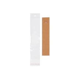 Card de bijuterii cu agatatoare si plic 40x220 mm - Maro natural (100 Seturi)