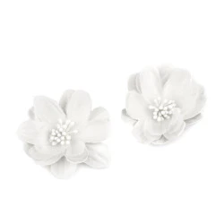 Floare textila de lipit pe ø5 cm - Alb lăptos (2 Bucăți)