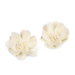 Floare textila de lipit pe ø5 cm - Crem deschis (10 Bucăți)