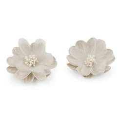 Floare textila de lipit pe ø5 cm - Crem (10 Bucăți)