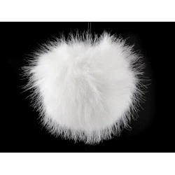 Pompon din blană cu buclă ø11 cm - Off white (1 Bucată)