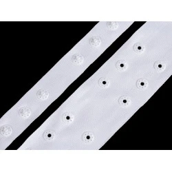 Bandă cu capse pentru confecții textile / body, lățime 42 mm - Alb (1 Metru)